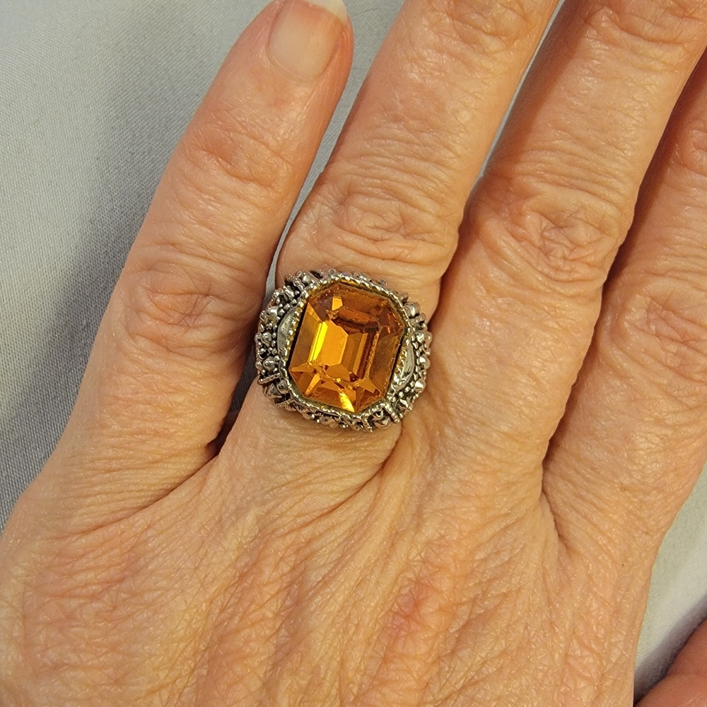 Vintage Silver citrine ring